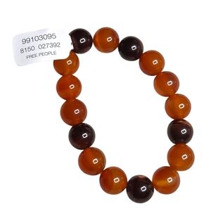 Free People x Ariana Ost Bobbi Stone Beaded Bracelet Red Semi Precious NWT